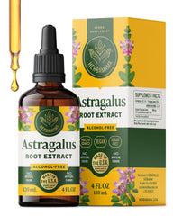 HERBAMAMA Astragalus tincture bottle front view highlights vegan formula for gentle immune support.