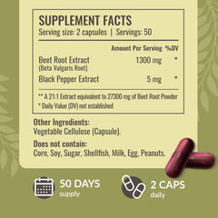HERBAMAMA Beet Root ingredients label showing beet extract and black pepper for absorption.