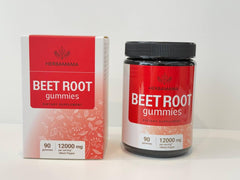 HERBAMAMA Beet Root Gummies soft texture close-up for easy chewing.