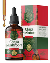 Herbamama Chaga tincture bottle showing vegan, alcohol-free immune support.