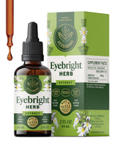 Herbamama Eyebright tincture bottle on a counter for daily eye support.