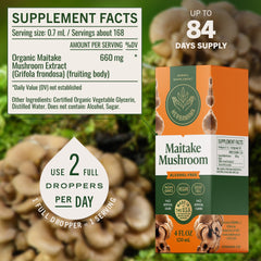 Close-up label of HERBAMAMA Maitake tincture showing ingredients