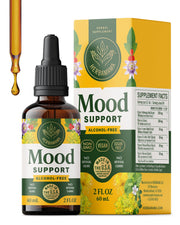 HERBAMAMA Mood Support bottle front, vegan tincture for daily calm support