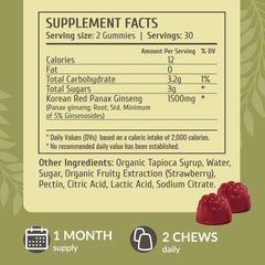 HERBAMAMA Panax Ginseng gummies strawberry flavor supports daily vegan energy routines.