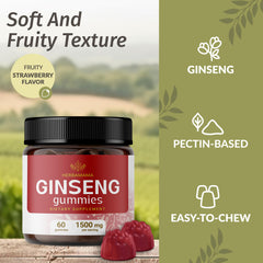 HERBAMAMA Panax Ginseng gummies vegan and non-GMO label highlights clean ingredients.