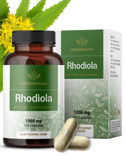 HERBAMAMA Rhodiola Rosea capsules bottle for menopause-friendly daily support