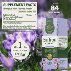 Close-up of HERBAMAMA saffron tincture dropper showing convenience and fast absorption.