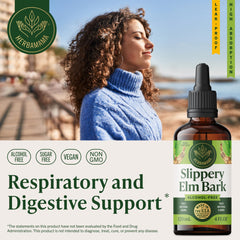 Close-up of HERBAMAMA Slippery Elm drops dropper for easy intake