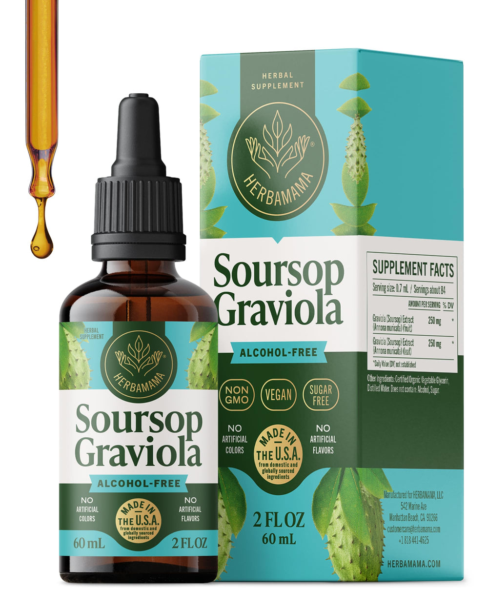HERBAMAMA Soursop Drops bottle for gentle daily support