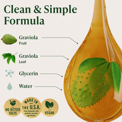 HERBAMAMA Soursop Drops in glass with juice for easy mixing
