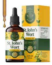 HERBAMAMA St. John's Wort tincture bottle, vegan mood-support formula.