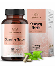 HERBAMAMA Stinging Nettle Capsules bottle ready for daily urinary support on the go.