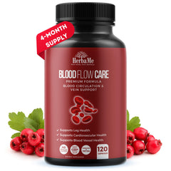 HerbaMe Blood Circulation bottle on table for daily support