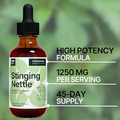 Herbana nettle label closeup highlights organic, USA-made quality