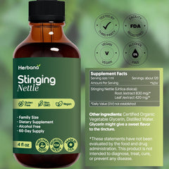 HERBANA Stinging Nettle Root tincture dropper for easy dosing.