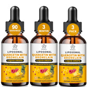 Herbance 3-pack quercetin bromelain liquid drops bottle for immune support