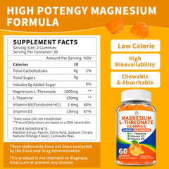 Herbance magnesium-l-threonate gummies bottle back shows ingredients and allergen-friendly formula.
