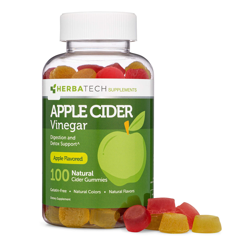 Herbatech Apple Cider Vinegar Gummies bottle with Mother and keto-friendly chewables.