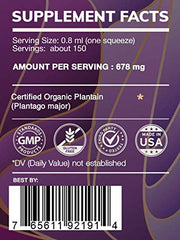 HerbEra Earth's Love dried plantain leaf label, showcasing Plantago major for versatile herbal tinctURES.