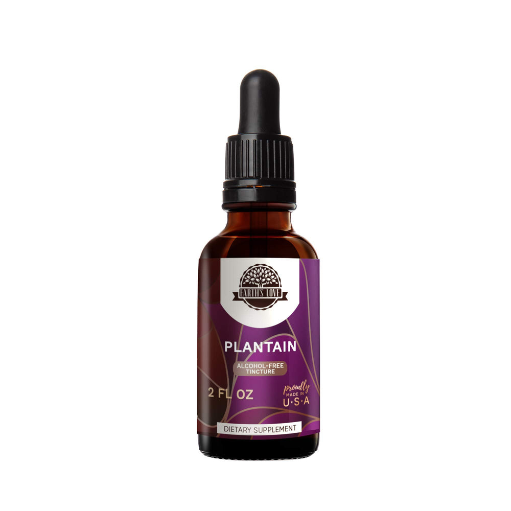 HerbEra Earth's Love plantain tincture bottle—easy daily dosing for herbal support.