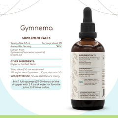 HerbEra Gymnema B120 label close-up shows glycerin-water base.
