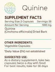 HerbEra Quinine dried bark packaging highlighting wildcrafted origin