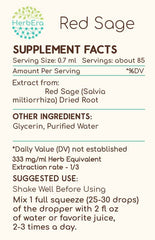 Amber bottle shows premium, alcohol-free Red Sage extract.