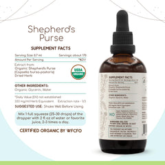 Close-up of HerbEra tincture label showing organic quality and verification.