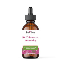 HERBIA 3X Echinacea bottle with dropper for easy daily dosing.