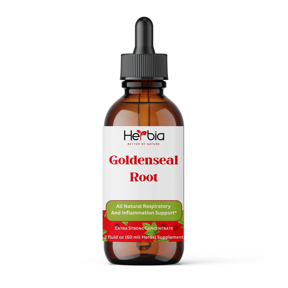 HERBIA Goldenseal Root Extract bottle shows organic roots for daily clean support