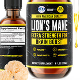 HERBIFY Lions Mane extract bottle showing premium liquid formula for daily focus.