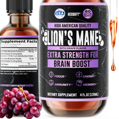 Herbify Lions Mane tincture bottle prepared for daily focus support.