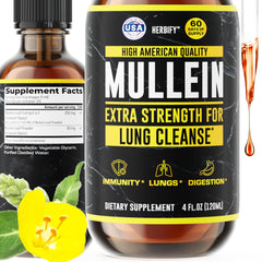 HERBIFY Mullein Drops bottle showing the premium tincture for respiratory support
