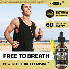Pouring HERBIFY Mullein Drops for easy mixing with water