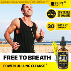 HERBIFY Mullein Extract label view highlights premium USA-made ingredients.