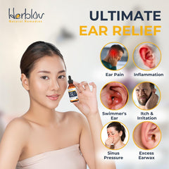 Herblov Ear Oil warming drops in use for comfortable application