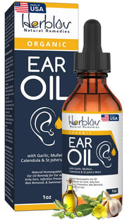 Herblov Organic Ear Oil bottle pour for gentle ear care