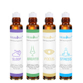 HERBROMAS Aromatherapy Oils Roller Set bottle closeup for easy on-skin application.