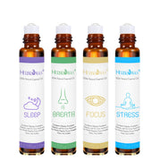 HERBROMAS Aromatherapy Oils Roller Set bottle closeup for easy on-skin application.