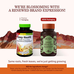 Close-up of Herbs Etc. Deep Health softgels for daily immune support.