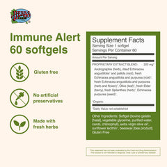 Herbs Etc. Immune Alert label details highlight Andrographis and Echinacea.