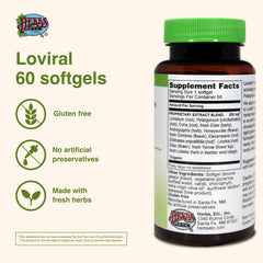Closeup of Loviral softgels from Herbs, Etc. in capsule form for daily wellness.