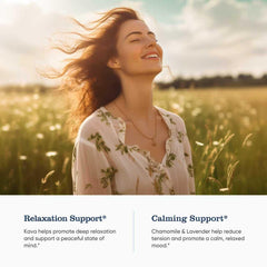 Herbscradle Kava Kava label close-up highlighting calming benefits.