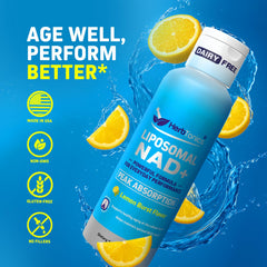 Herbtonics Liposomal NAD+ bottle into a glass for convenient daily use.