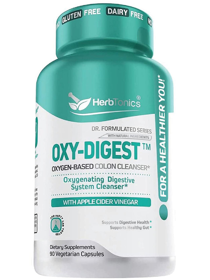 Herbtonics Oxygen-Based Colon Cleanse bottle supports daily wellness and gentle cleansing.
