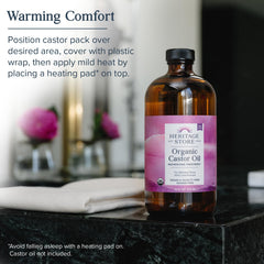 HERITAGE STORE castor oil pack application, fabric gentle against skin during use