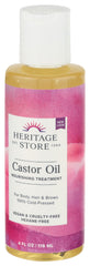 Heritage Castor Oil packaging showcases compact dimensions for convenient storage.