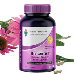 Herpanacine Diamond skin-support bottle showing inner-skin nourishment.