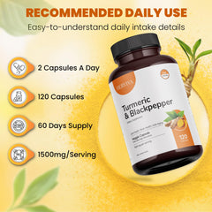 HERVIVA turmeric curcumin label highlights purity and gluten-free, non-GMO formula.