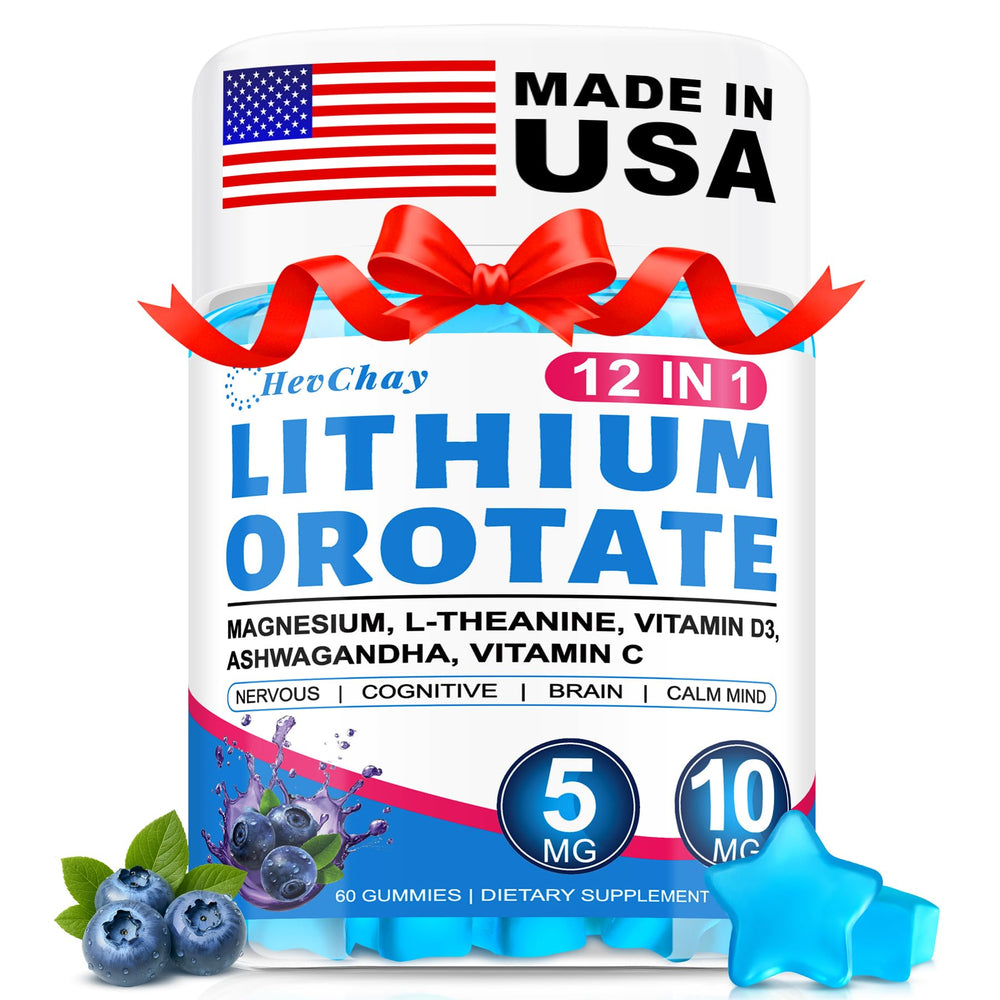 HevChay lithium orotate 5mg bottle for daily cognitive support.
